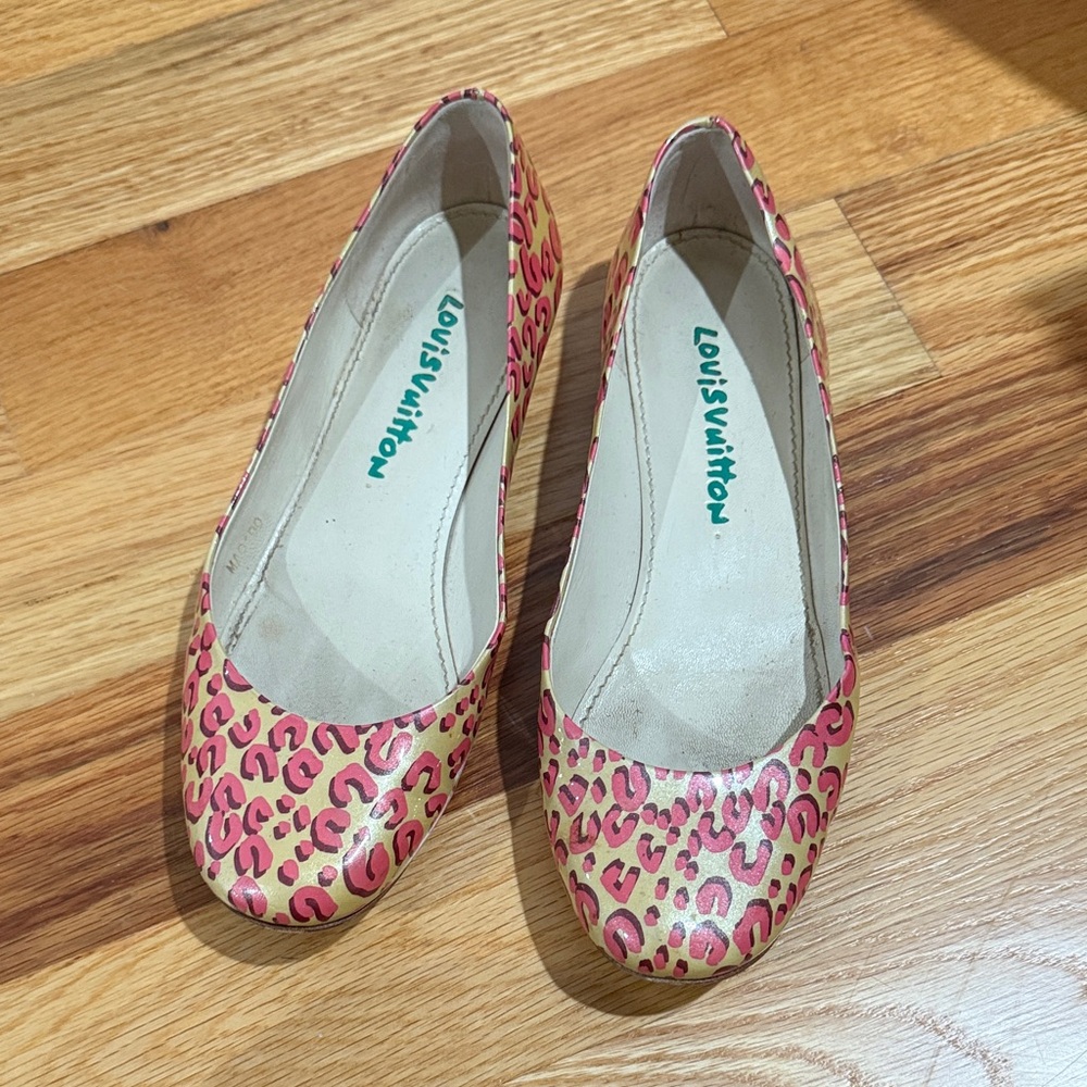 Louis Vuitton Stephen Sprouse Pink and Gold Leopard Flats